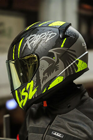 RAPID 2 RAVEN MAT SİYAH-GRİ-NEON SARI KASK