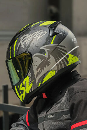 RAPID 2 RAVEN MAT SİYAH-GRİ-NEON SARI KASK