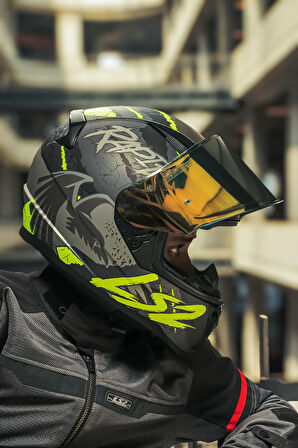 RAPID 2 RAVEN MAT SİYAH-GRİ-NEON SARI KASK