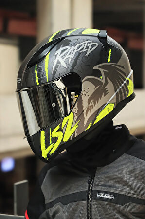 RAPID 2 RAVEN MAT SİYAH-GRİ-NEON SARI KASK