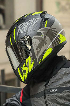 RAPID 2 RAVEN MAT SİYAH-GRİ-NEON SARI KASK