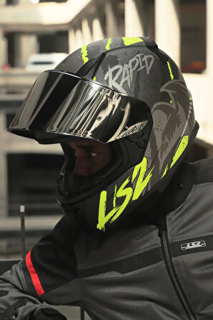 RAPID 2 RAVEN MAT SİYAH-GRİ-NEON SARI KASK