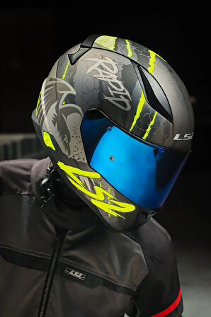 RAPID 2 RAVEN MAT SİYAH-GRİ-NEON SARI KASK