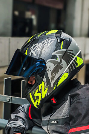 RAPID 2 RAVEN MAT SİYAH-GRİ-NEON SARI KASK
