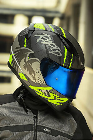 RAPID 2 RAVEN MAT SİYAH-GRİ-NEON SARI KASK