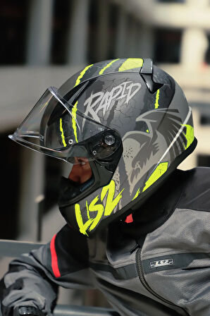 RAPID 2 RAVEN MAT SİYAH-GRİ-NEON SARI KASK