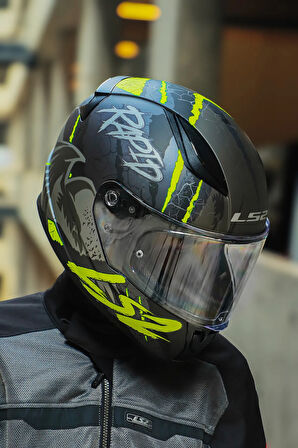 RAPID 2 RAVEN MAT SİYAH-GRİ-NEON SARI KASK