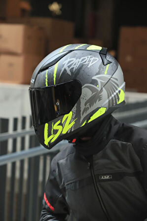 RAPID 2 RAVEN MAT SİYAH-GRİ-NEON SARI KASK
