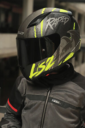 RAPID 2 RAVEN MAT SİYAH-GRİ-NEON SARI KASK