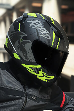 Rapıd 2 Raven Mat Siyah-gri-neon Sarı Kask