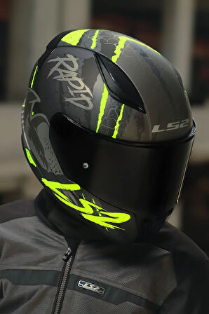 Rapıd 2 Raven Mat Siyah-gri-neon Sarı Kask