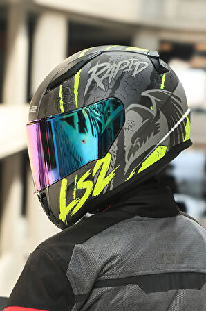 RAPID 2 RAVEN MAT SİYAH-GRİ-NEON SARI KASK