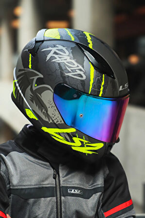 RAPID 2 RAVEN MAT SİYAH-GRİ-NEON SARI KASK