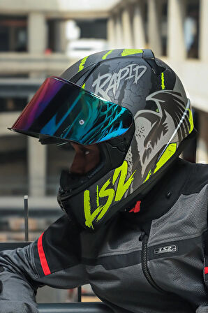 RAPID 2 RAVEN MAT SİYAH-GRİ-NEON SARI KASK