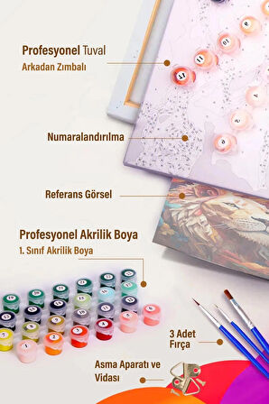 Moranka Sayılarla Boyama Tuval Seti Fırça Boya Dahil (Çıtalı) 40X50 cm - Masal Evi