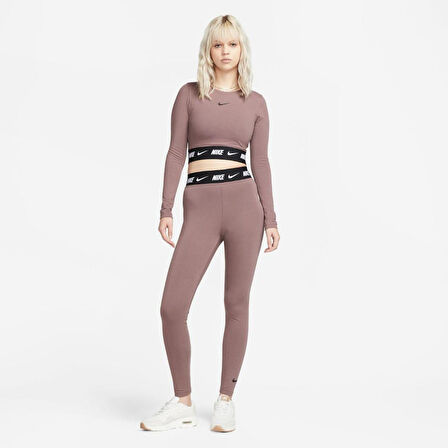 Sportswear Club High-Waisted Kadın Kahverengi Tayt 