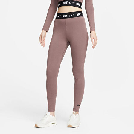 Sportswear Club High-Waisted Kadın Kahverengi Tayt 