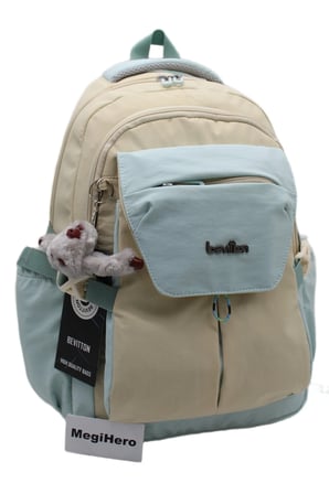 günlük sırt çantası unisex çok bölmeli okul çantası 2601 bej-mavi