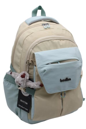 günlük sırt çantası unisex çok bölmeli okul çantası 2601 bej-mavi