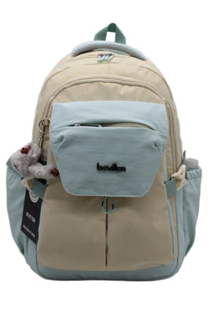 günlük sırt çantası unisex çok bölmeli okul çantası 2601 bej-mavi