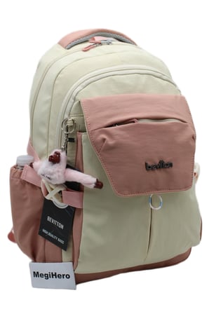 günlük sırt çantası unisex çok bölmeli okul çantası 2601 bej-pudra