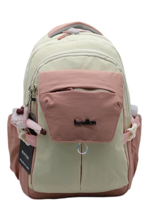 günlük sırt çantası unisex çok bölmeli okul çantası 2601 bej-pudra