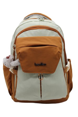 günlük sırt çantası unisex çok bölmeli okul çantası 2601 bej-taba