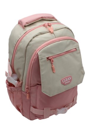çok bölmeli okul çantası unisex okul sırt çantası 26011 bej-pudra