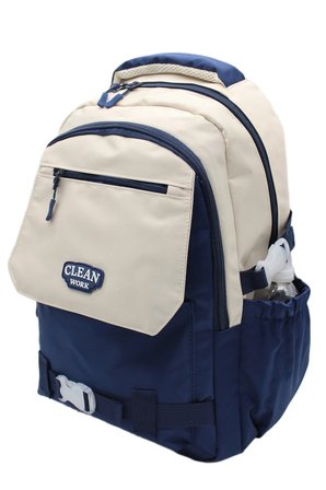 çok bölmeli okul çantası unisex okul sırt çantası 26011 bej-lacivert