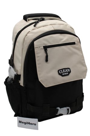 çok bölmeli okul çantası unisex okul sırt çantası 26011 bej-siyah