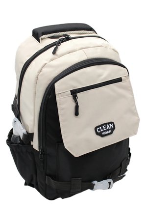 çok bölmeli okul çantası unisex okul sırt çantası 26011 bej-siyah