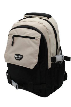 çok bölmeli okul çantası unisex okul sırt çantası 26011 bej-siyah