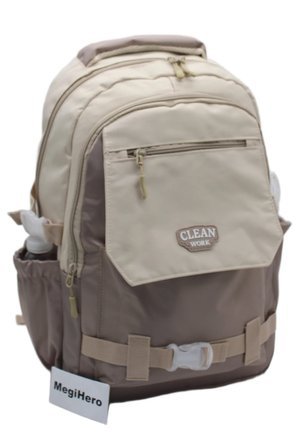 çok bölmeli okul çantası unisex okul sırt çantası 26011 bej-vizon