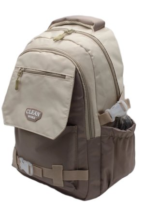 çok bölmeli okul çantası unisex okul sırt çantası 26011 bej-vizon