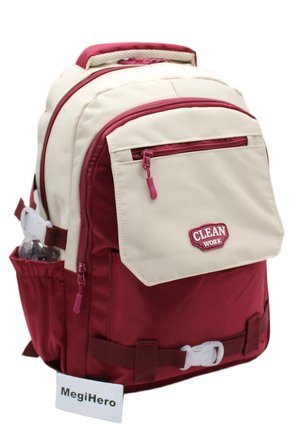 çok bölmeli okul çantası unisex okul sırt çantası 26011 bej-bordo