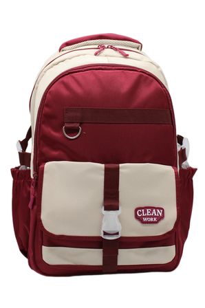 çok bölmeli okul çantası unisex okul sırt çantası 26012 mtc26012 bej-bordo