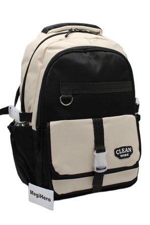 çok bölmeli okul çantası unisex okul sırt çantası 26012 mtc26012 bej-siyah