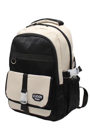 çok bölmeli okul çantası unisex okul sırt çantası 26012 mtc26012 bej-siyah