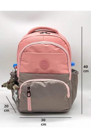 ilk okul çantası 3'lü seti unisex çocuk ilkokul çantası mtc 8010 pudra-vizon
