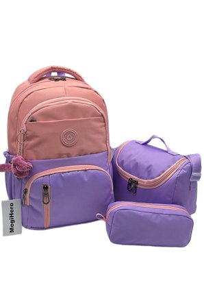 ilk okul çantası 3'lü seti unisex çocuk ilkokul çantası mtc 8010 pudra-lila