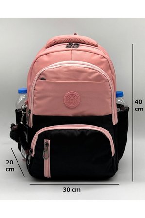 ilk okul çantası 3'lü seti unisex çocuk ilkokul çantası mtc 8010 pudra-siyah