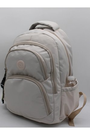 34600 Bej Su Geçirmez Kumaş Okul Çantası Kumaş Unisex Okul Sırt Çantası