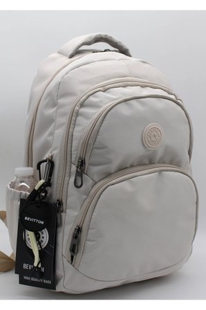 34600 Bej Su Geçirmez Kumaş Okul Çantası Kumaş Unisex Okul Sırt Çantası