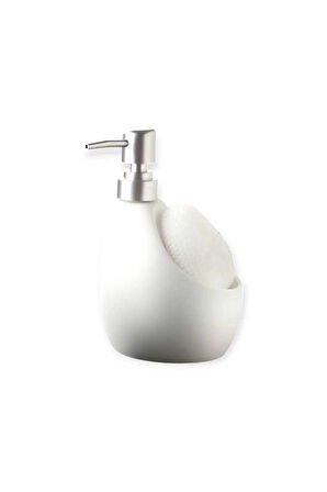 Seramik Mat Beyaz Süngerli Banyo Mutfak Sıvı Sabunluk 500ml Bulaşık Deterjamlık