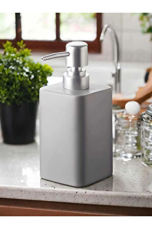 Lüks Porselen Mat Beyaz Siyah Gri Box Mutfak Banyo Sıvı Sabunluk Bulaşık Deterjanlık Gümüş Kapak