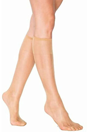 Fit Parlak Süper ince (15 Den) Dizaltı Ten-(57) Çorap 6 Çift