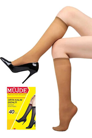 4'lü Paket Fit 40 Den Orta Kalın Diz Altı Çorap 38 Bronz