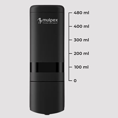 Mulpex 480 ml Siyah Duvara Monte Sıvı Sabun Dispenseri | Premium Kalite ABS Gövde, Anahtarlı, Şık ve Güvenli