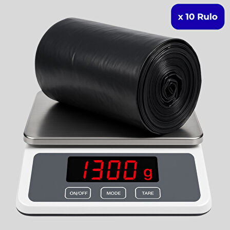 Mulpex Jumbo Boy Siyah Çöp Torbası 80x110 cm – 10 Rulo (13 kg ±%2) Dayanıklı ve Kalın, Ağır Hizmet Geri Dönüşüm