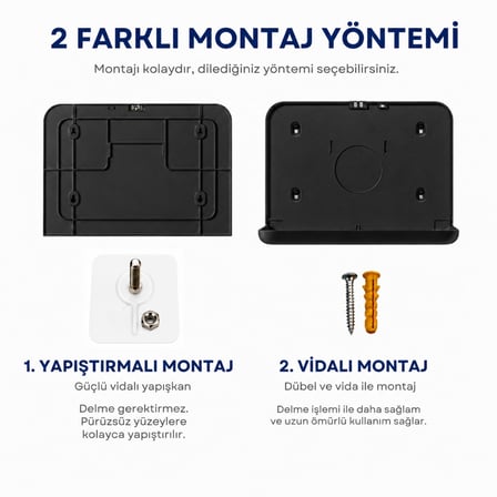 Mulpex Yarım Katlı Klozet Kapak Örtüsü Dispenseri Siyah ABS Plastik Kilitli 40x28x4,5 cm